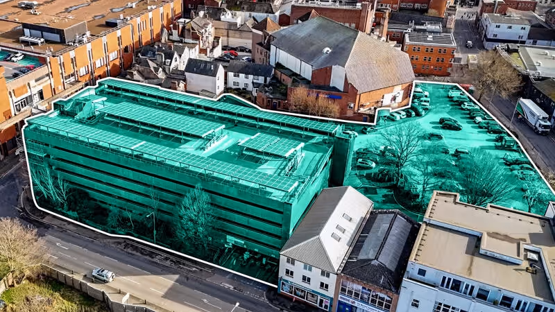 Mary Arches car parks redevelopment site aerial view