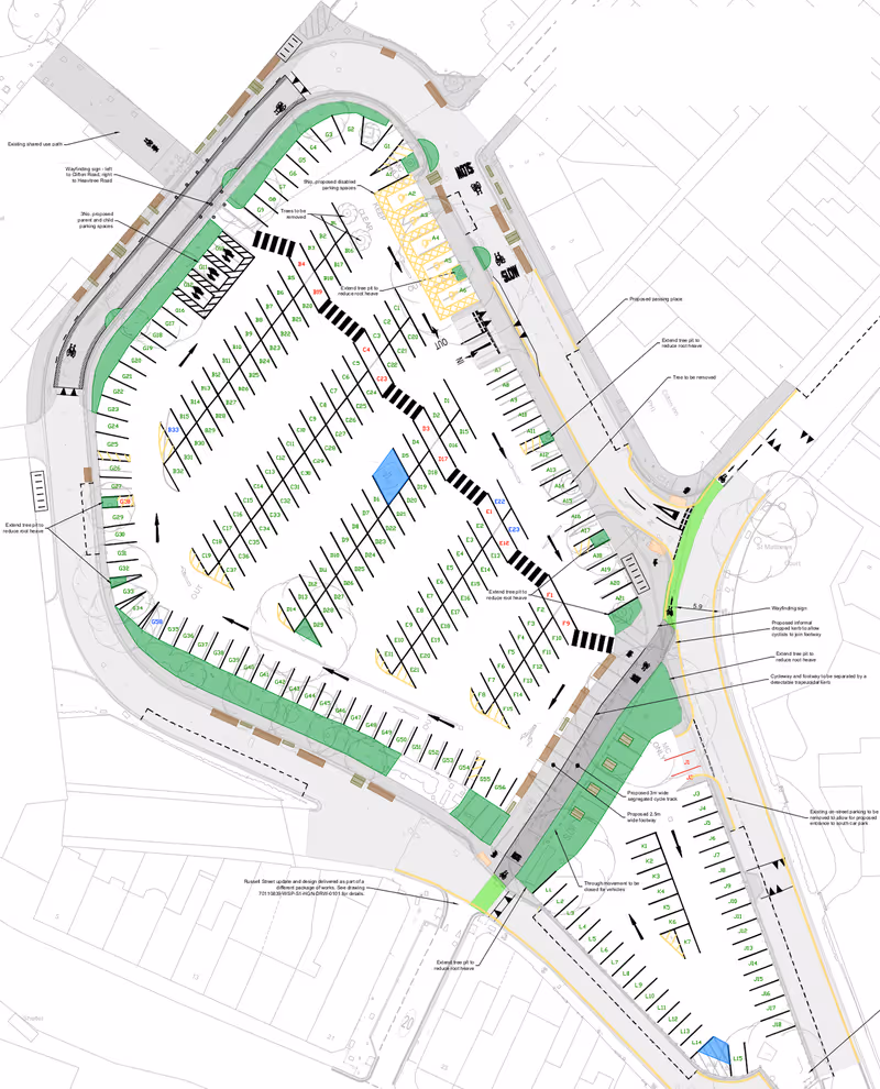 Newtown active travel scheme Triangle car park changes plan