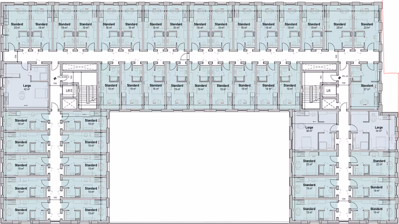 Proposed Mary Arches Bartholomew Street East co-living block third floor plan