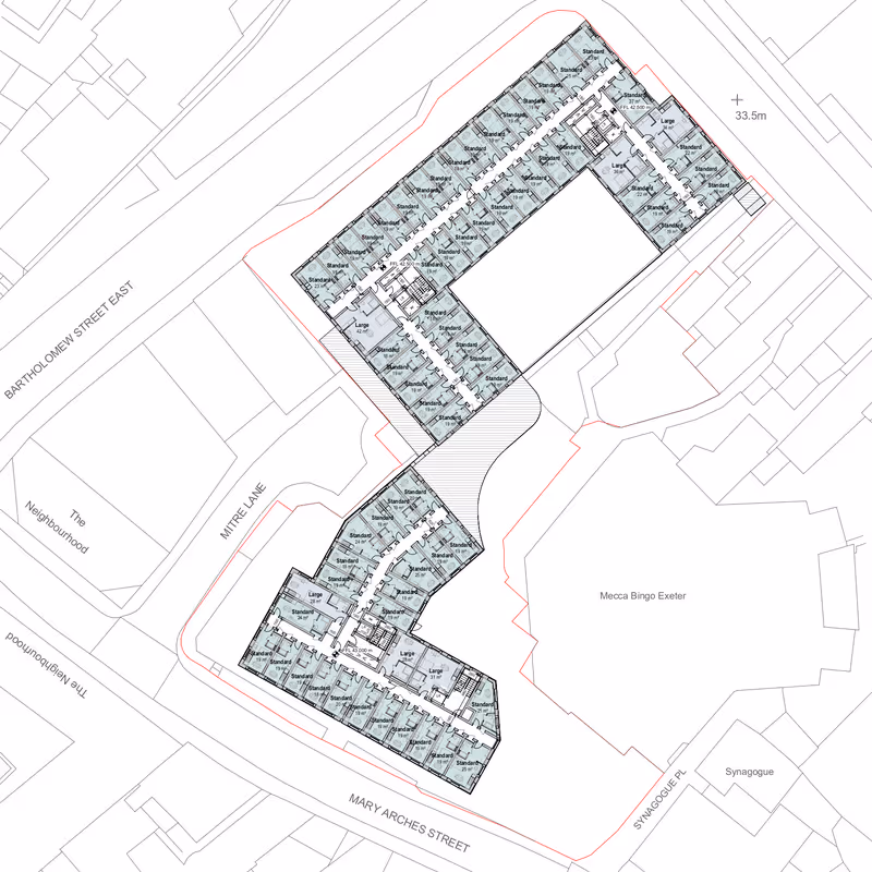 Proposed Mary Arches co-living blocks third floor site plan