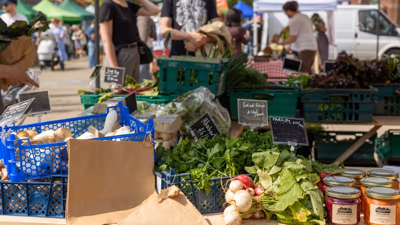 Exeter Quayside Farmers' Market stalls