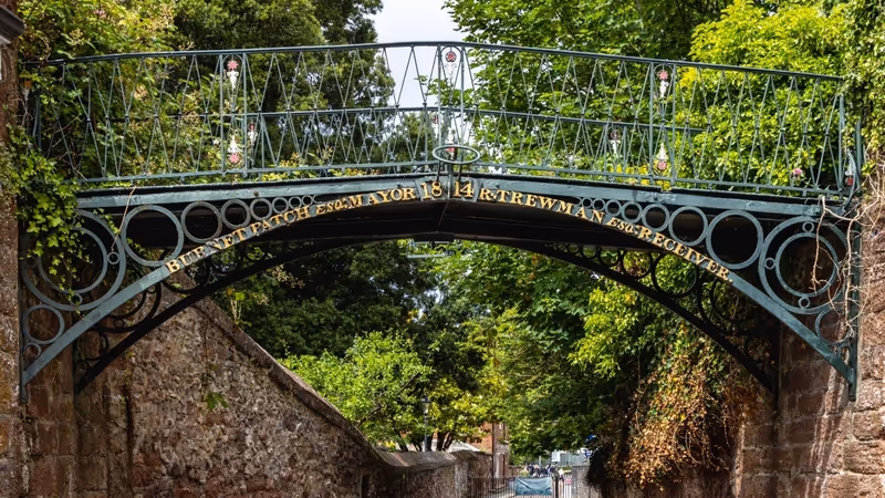 Burnet Patch Bridge spanning an eighteenth century cut in Exeter City Walls