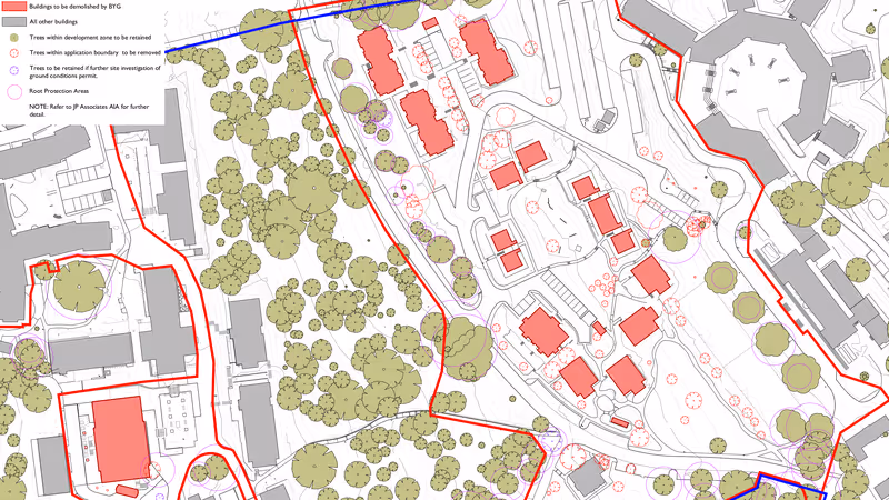University of Exeter West Park redevelopment demolition block plan