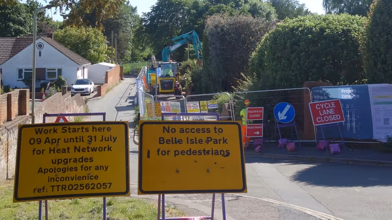 Exeter Energy heat distribution network works in Belle Isle Drive