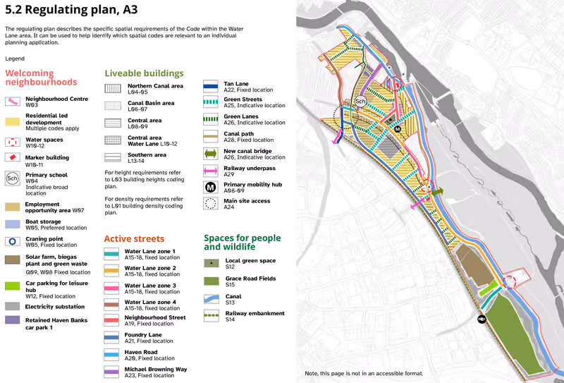 Water Lane Supplementary Planning Document regulating plan, July 2024
