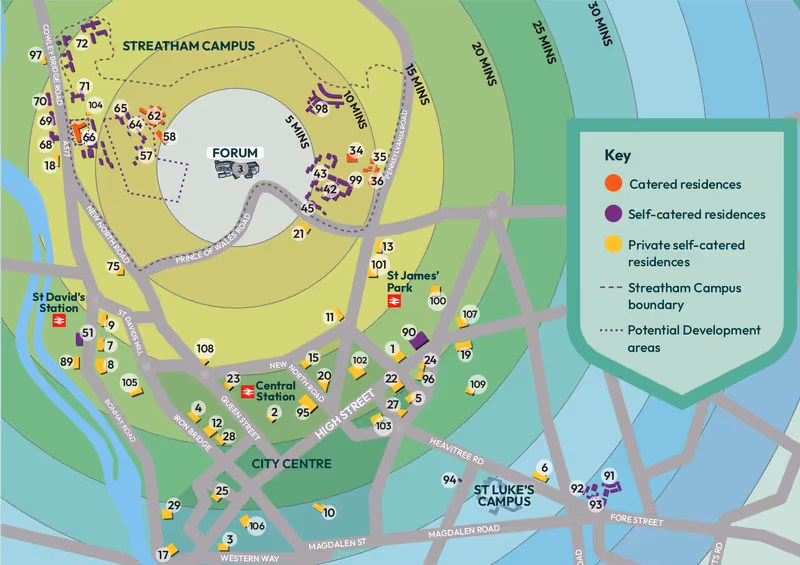 April 2025 Exeter dedicated student accommodation map