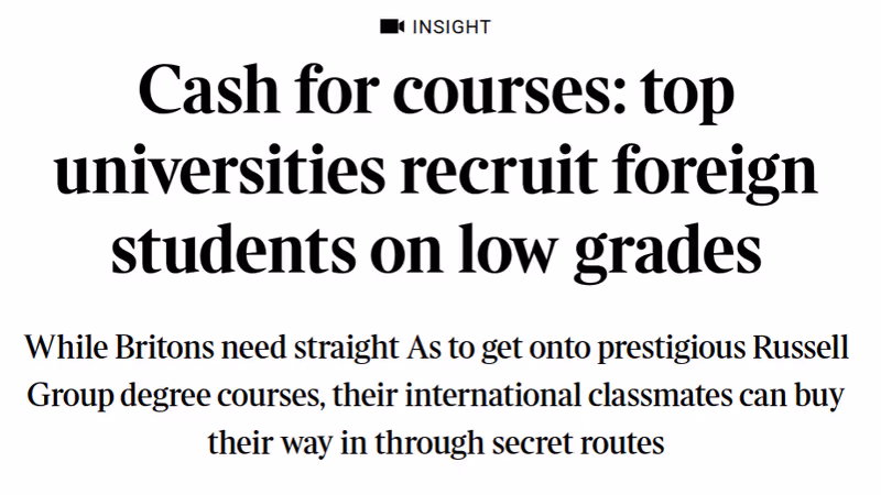 The Sunday Times Cash for Courses investigation banner