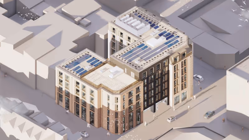 Summerland Street co-living block illustrative aerial view