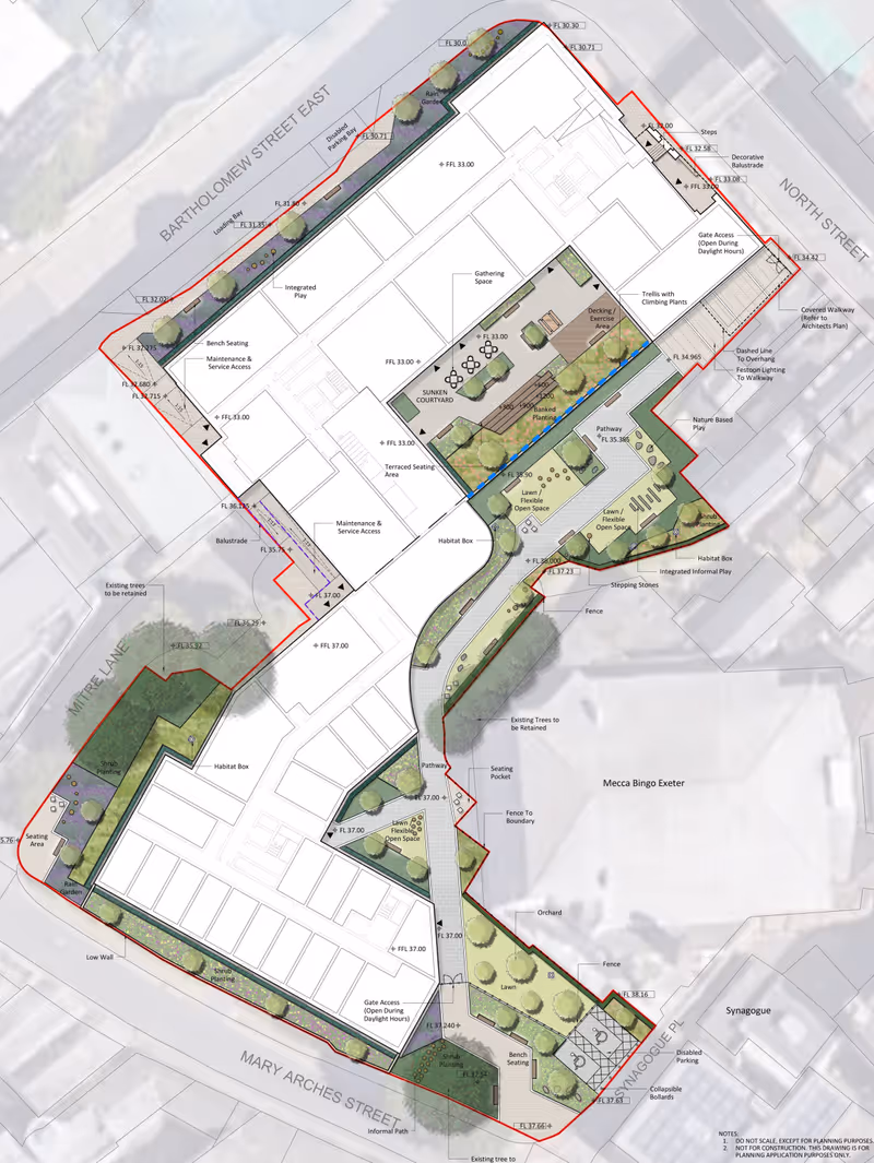 Illustrative Mary Arches co-living complex landscape plan