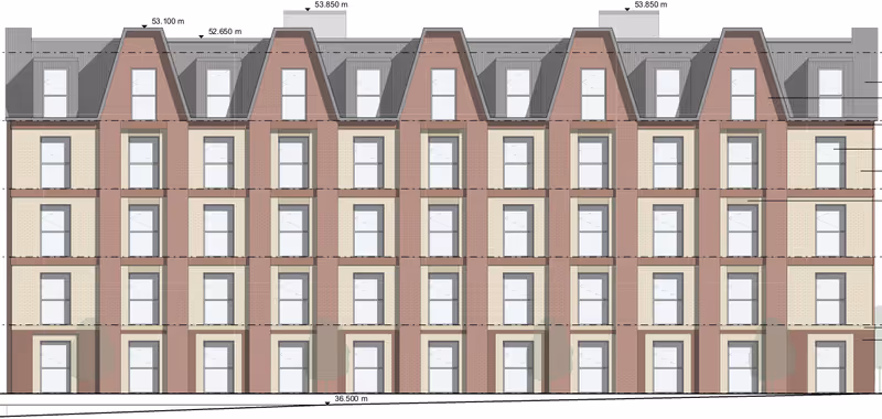 Proposed revised Mary Arches Street East co-living block elevation