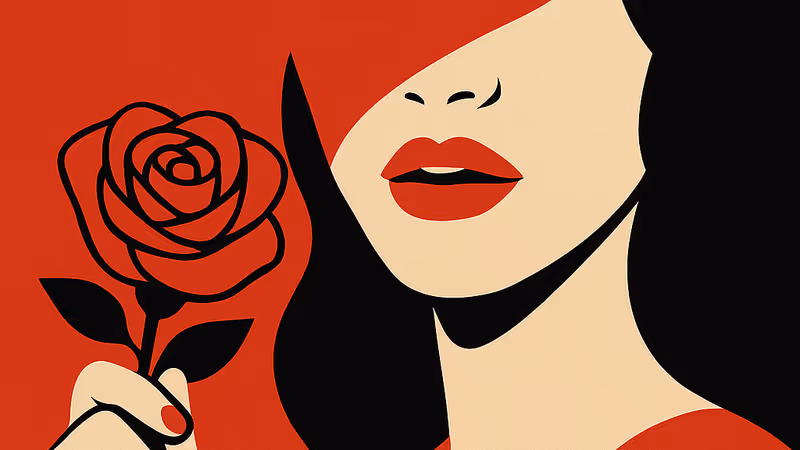 Carmen with rose graphic