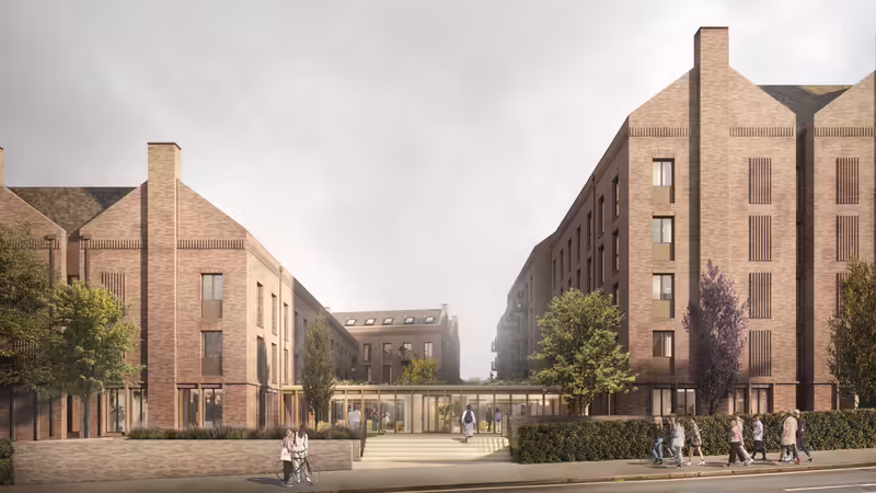 Illustrative view of proposed co-living blocks from Heavitree Road