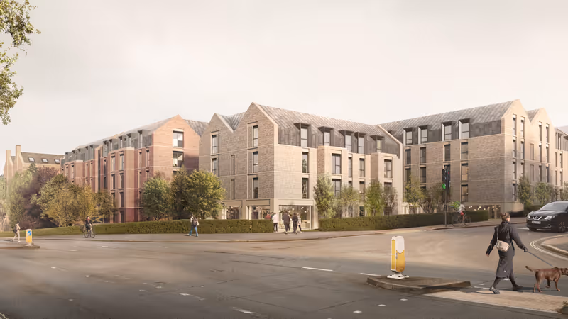 Illustrative view of student accommodation blocks from Heavitree Road