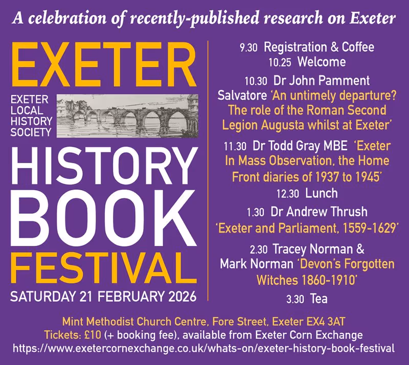 Exeter History Book Festival Saturday 21 February 2026 The Mint Methodist Church Centre
