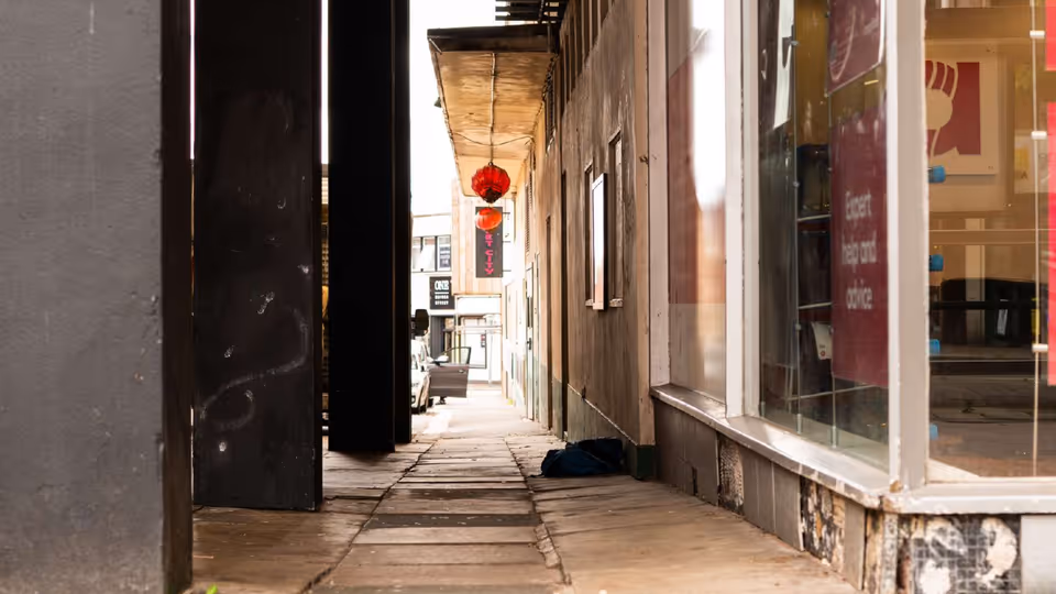 Rough sleeping spot near Fore Street, Exeter
