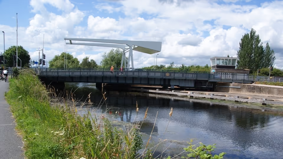 Exeter Ship Canal swing and bascule bridges in closed position