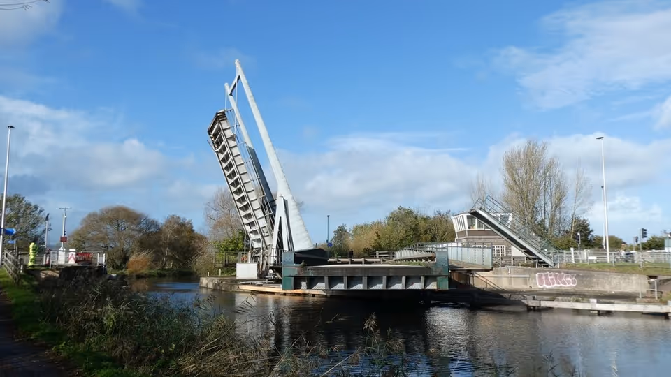 Exeter Ship Canal swing and bascule bridges in open position