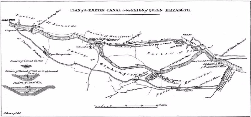 Plan of Exeter Canal in the reign of Queen Elizabeth